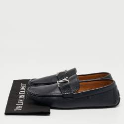 مملوكة مسبقًا Louis Vuitton Navy Blue Leather Monte Carlo Loafers Size 42.5