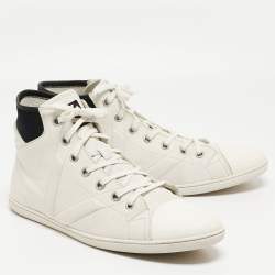 Louis Vuitton White/Black Leather Trainer High Top Sneakers Size 42.5 