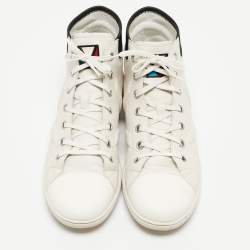 Louis Vuitton White/Black Leather Trainer High Top Sneakers Size 42.5 