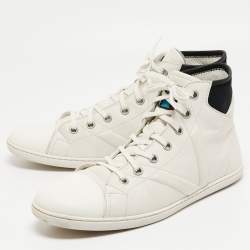 Louis Vuitton White/Black Leather Trainer High Top Sneakers Size 42.5 