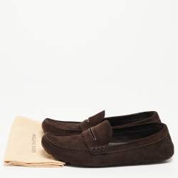 Louis Vuitton Brown Suede Monte Carlo Loafers Size 43
