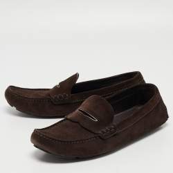 Louis Vuitton Brown Suede Monte Carlo Loafers Size 43