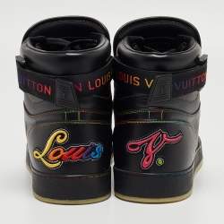 مملوكة مسبقًا Louis Vuitton Black Leather Rivoli Rainbow Sneakers Size 44