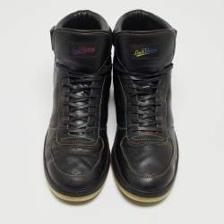 مملوكة مسبقًا Louis Vuitton Black Leather Rivoli Rainbow Sneakers Size 44