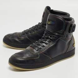 مملوكة مسبقًا Louis Vuitton Black Leather Rivoli Rainbow Sneakers Size 44
