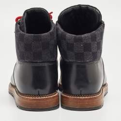 Louis Vuitton Black Leather and Fabric Oberkampf Boots Size 43