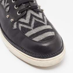 Pre Owned Louis Vuitton Black/Grey Fabric and Leather Trainer High Top Sneakers Size  44