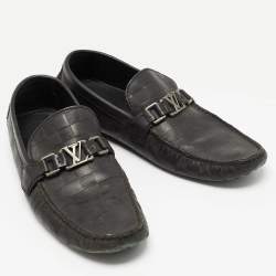 Louis Vuitton Black Leather Hockenheim Loafers Size 43.5