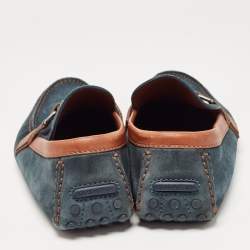 Louis Vuitton Blue/Brown Leather and Suede Hockenheim Loafers Size 42.5