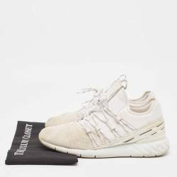 Pre Owned Louis Vuitton  White Knit Fabric Fastlane Lace Up Sneakers Size 42