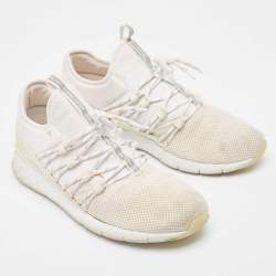 Pre Owned Louis Vuitton  White Knit Fabric Fastlane Lace Up Sneakers Size 42