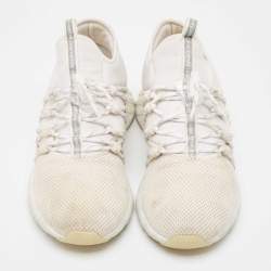Pre Owned Louis Vuitton  White Knit Fabric Fastlane Lace Up Sneakers Size 42
