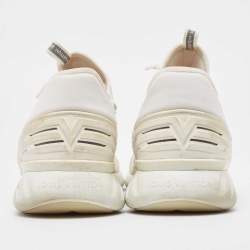 Pre Owned Louis Vuitton  White Knit Fabric Fastlane Lace Up Sneakers Size 42
