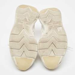 Pre Owned Louis Vuitton  White Knit Fabric Fastlane Lace Up Sneakers Size 42