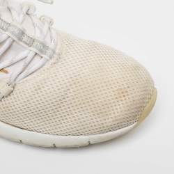 Pre Owned Louis Vuitton  White Knit Fabric Fastlane Lace Up Sneakers Size 42