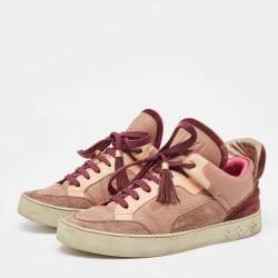 Louis Vuitton X Kanye West Pink/Beige Leather and Suede Don Patchwork Low Top Sneakers Size 42.5