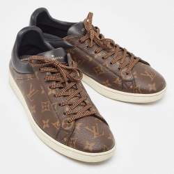 Louis Vuitton Brown Monogram Canvas And Leather Frontrow Sneakers Size 42