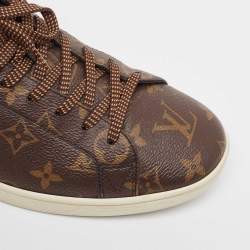 Louis Vuitton Brown Monogram Canvas And Leather Frontrow Sneakers Size 42