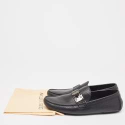 Louis Vuitton Black Leather Racetrack Slip On Loafers Size 42.5