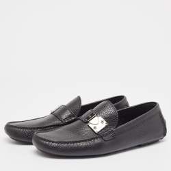 Louis Vuitton Black Leather Racetrack Slip On Loafers Size 42.5