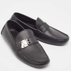 Louis Vuitton Black Leather Racetrack Slip On Loafers Size 42.5