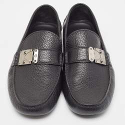 Louis Vuitton Black Leather Racetrack Slip On Loafers Size 42.5