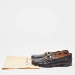 Louis Vuitton Black Leather Ribbon Monte Carlo Slip On Loafers Size 40.5
