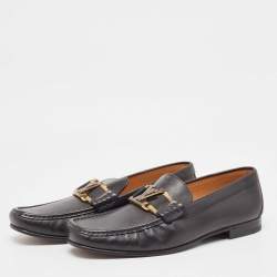 Louis Vuitton Black Leather Ribbon Monte Carlo Slip On Loafers Size 40.5