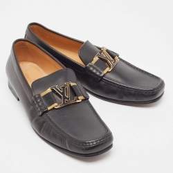 Louis Vuitton Black Leather Ribbon Monte Carlo Slip On Loafers Size 40.5