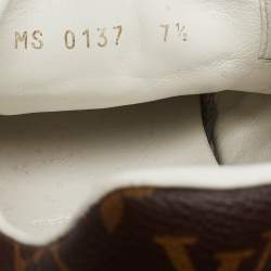 Louis Vuitton White/Brown Monogram Canvas and Leather Low Top Sneakers Size 41.5