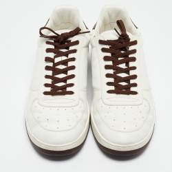 Louis Vuitton White/Brown Monogram Canvas and Leather Low Top Sneakers Size 41.5