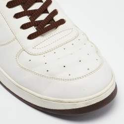 Louis Vuitton White/Brown Monogram Canvas and Leather Low Top Sneakers Size 41.5