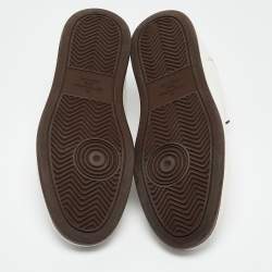 Louis Vuitton White/Brown Monogram Canvas and Leather Low Top Sneakers Size 41.5