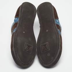 Louis Vuitton Brown Suede And Monogram Canvas Energie Low Top Sneakers Size 41.5