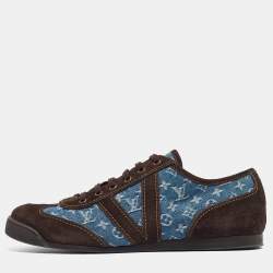 Louis Vuitton Brown Suede And Monogram Canvas Energie Low Top Sneakers Size 41.5