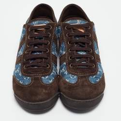 Louis Vuitton Brown Suede And Monogram Canvas Energie Low Top Sneakers Size 41.5