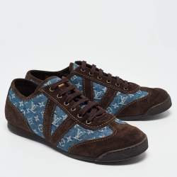 Louis Vuitton Brown Suede And Monogram Canvas Energie Low Top Sneakers Size 41.5