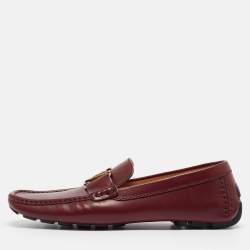 Louis Vuitton Burgundy Leather Monte Carlo Loafers Size 41.5