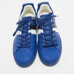 Louis Vuitton Blue Damier Infini Leather Frontrow Lace Up Sneakers Size 42