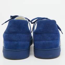 Louis Vuitton Blue Damier Infini Leather Frontrow Lace Up Sneakers Size 42