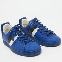 Louis Vuitton Blue Damier Infini Leather Frontrow Lace Up Sneakers Size 42