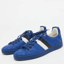 Louis Vuitton Blue Damier Infini Leather Frontrow Lace Up Sneakers Size 42