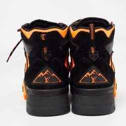 Louis Vuitton Black/Orange Suede and Canvas LV Hiking Boots Size 42