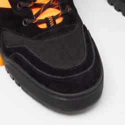 Louis Vuitton Black/Orange Suede and Canvas LV Hiking Boots Size 42