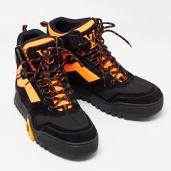 Louis Vuitton Black/Orange Suede and Canvas LV Hiking Boots Size 42