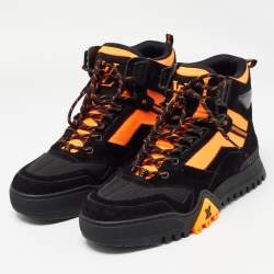 Louis Vuitton Black Orange Suede and Canvas LV Hiking Boots Size 42 Louis Vuitton TLC