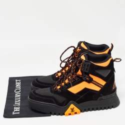 Louis Vuitton Black/Orange Suede and Canvas LV Hiking Boots Size 42