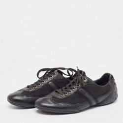 Louis Vuitton Black Leather and Nylon Low Top Sneakers Size 41