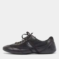 Louis Vuitton Black Leather and Nylon Low Top Sneakers Size 41