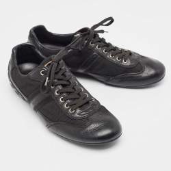 Louis Vuitton Black Leather and Nylon Low Top Sneakers Size 41